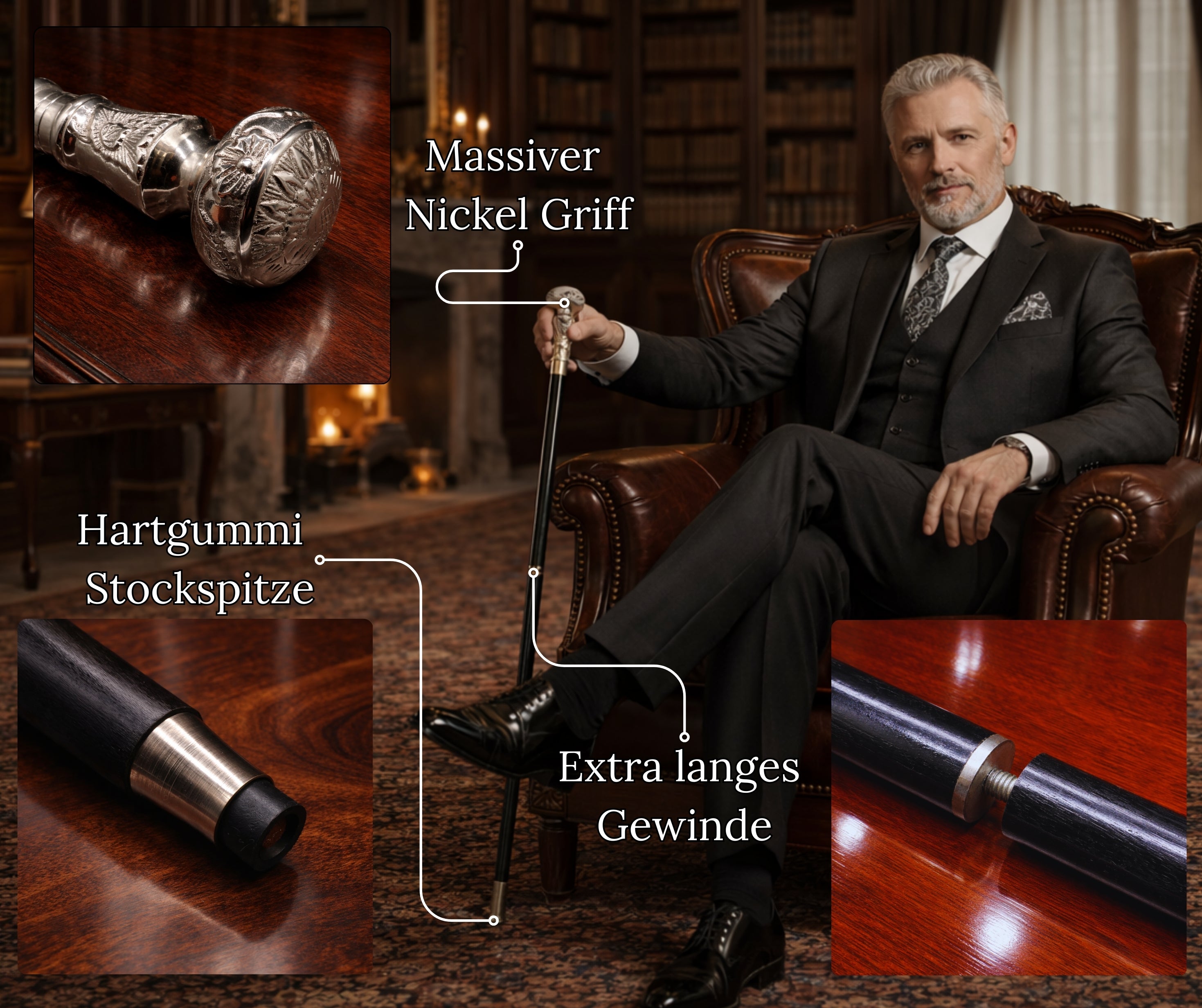 SonKo® Gehstock Dreiteilig