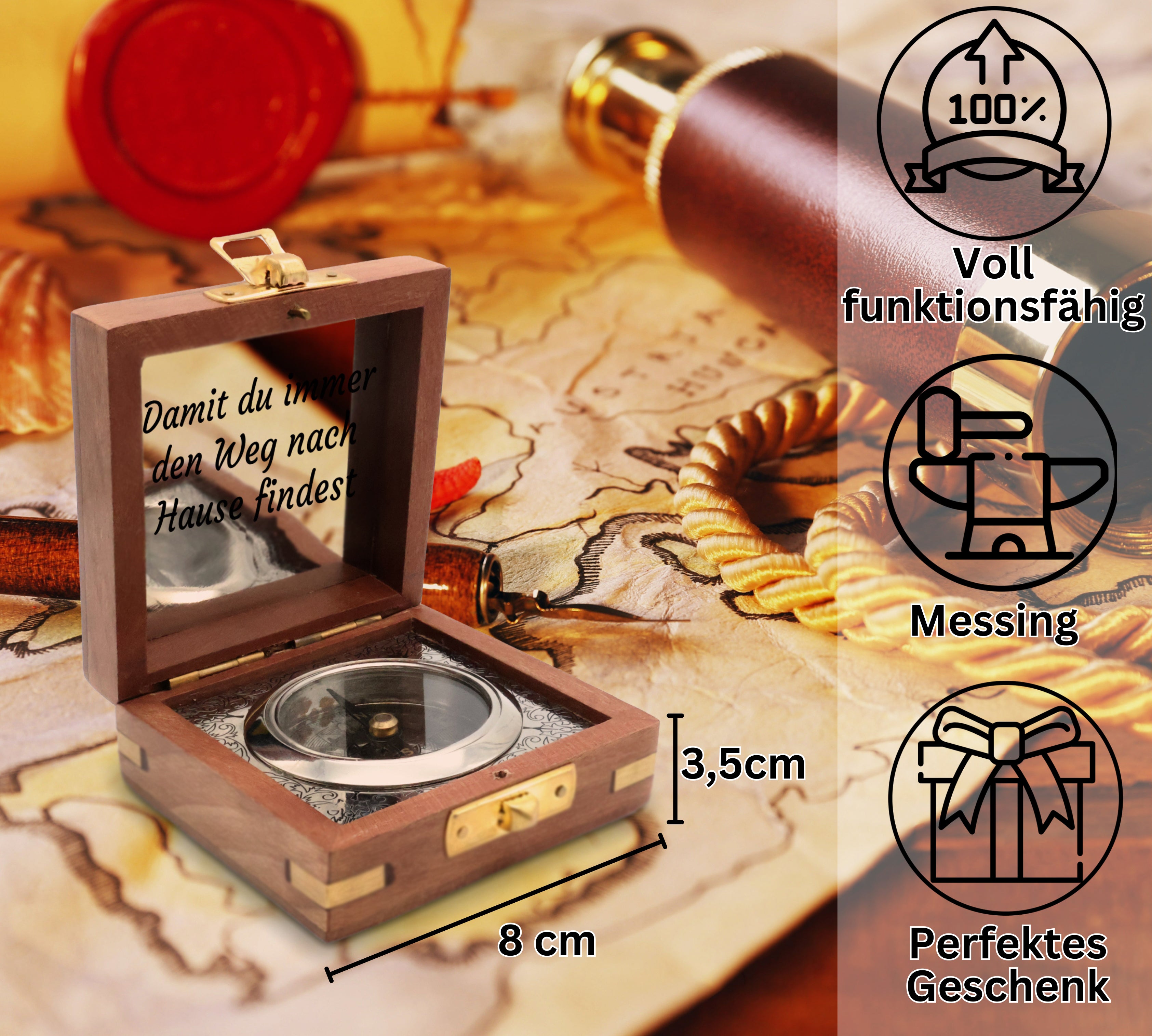 SonKo® Integrierter Kompass mit Wunsch Gravur