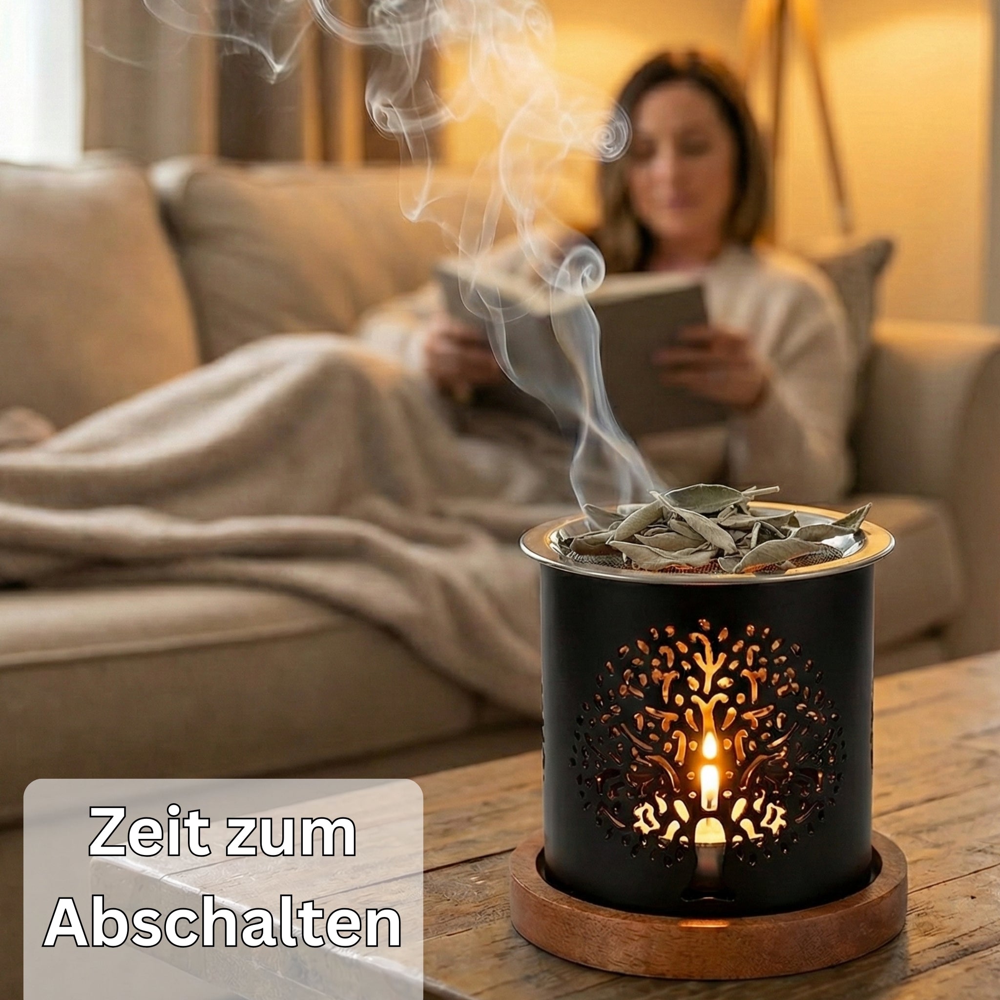SonKo Weihrauchbrenner Räucherstöfchen Messing/Schwarz stufenlos verstellbar