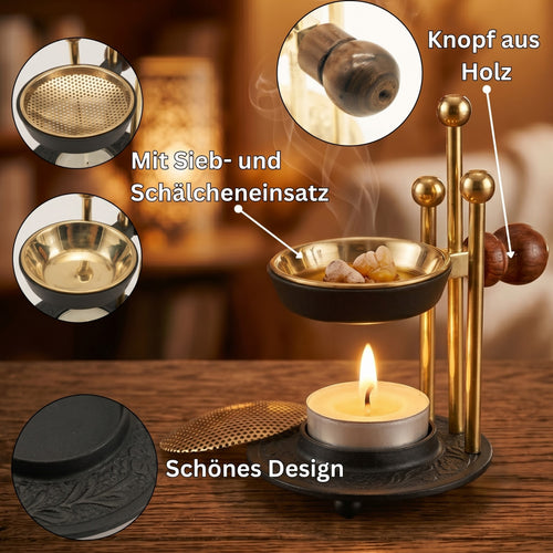 SonKo Weihrauchbrenner Messing/Schwarz stufenlos verstellbar