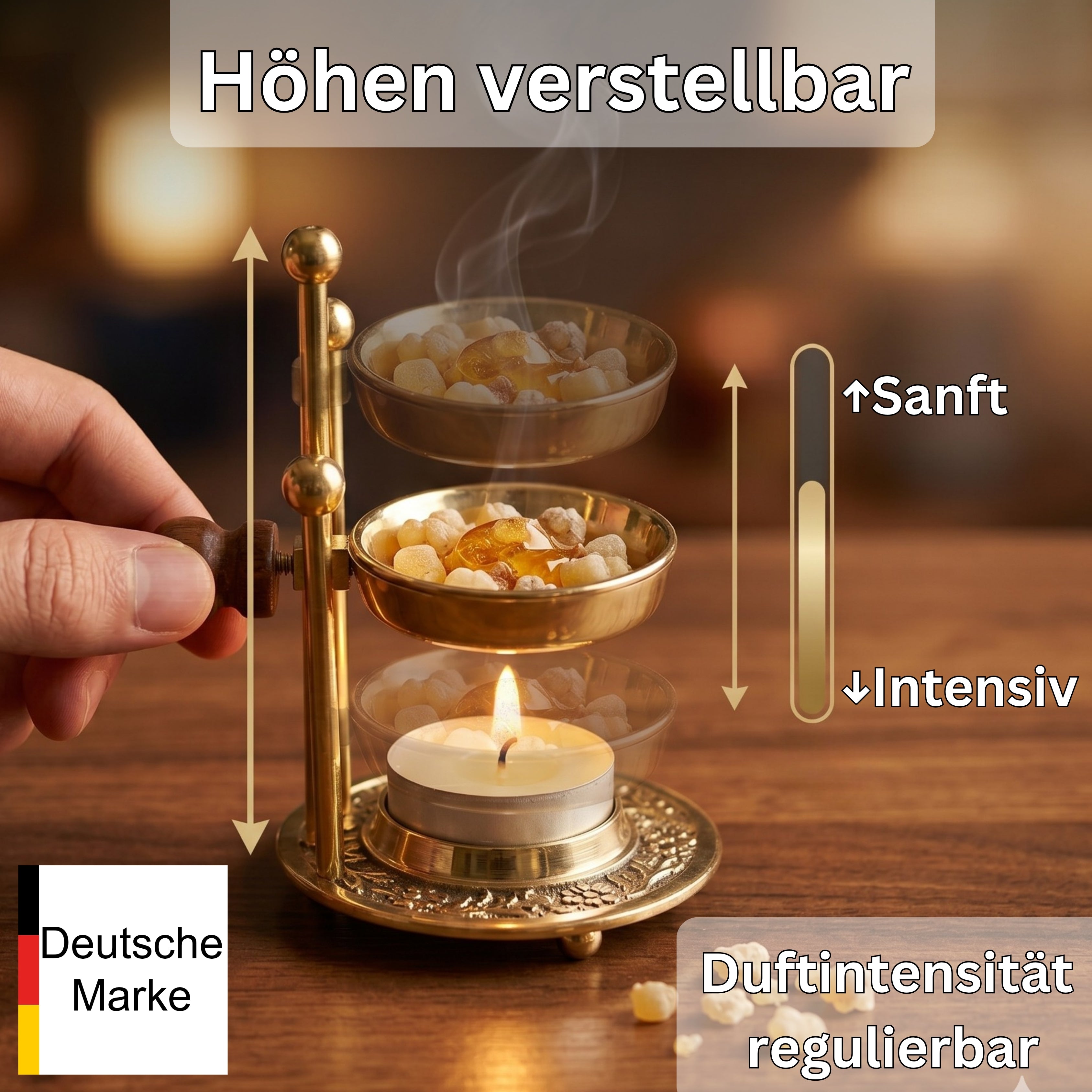 SonKo Weihrauchbrenner Messing stufenlos verstellbar