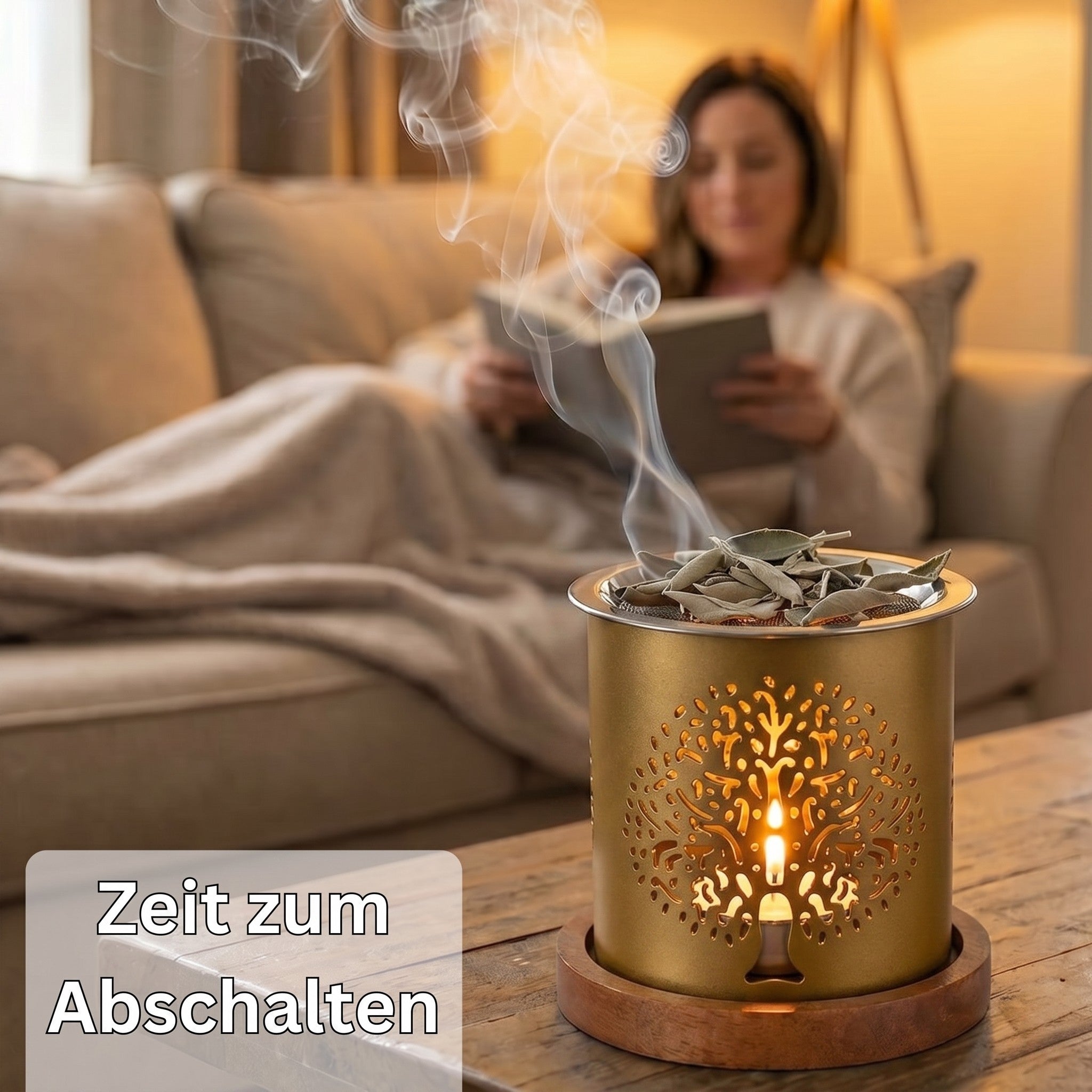 SonKo Weihrauchbrenner Räucherstöfchen Messing/Gold stufenlos verstellbar